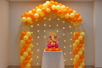 Special Decoration For Ganesh Ji Puja With Balloons