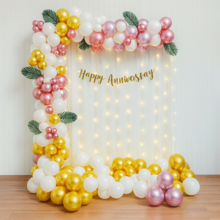 Anniversary Balloon Frame Decoration with Fairy Lights