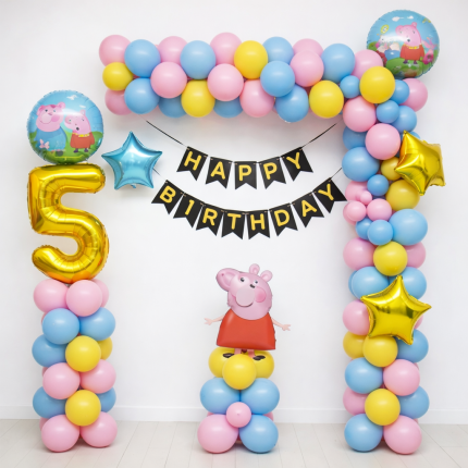 Peppa Pig Birthday Balloon Setup